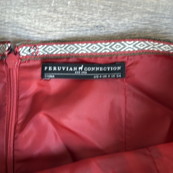 Peruvian Connection Red and Black Geometric Patterned Maxi Skirt 4 - Picture 10 of 10